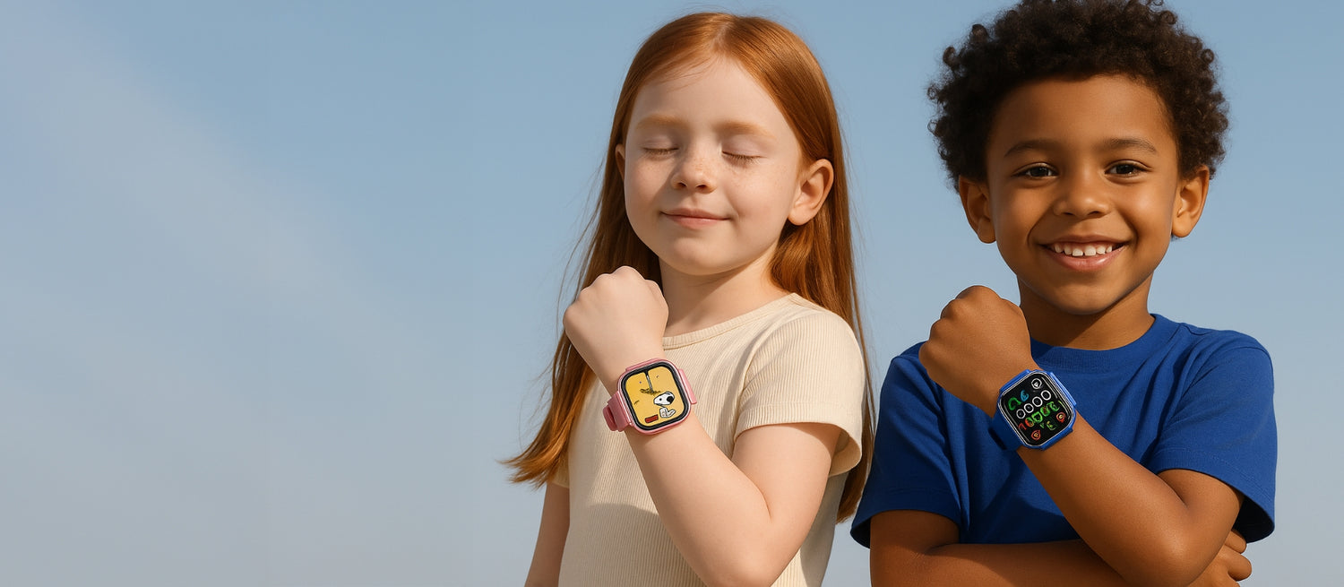 Meisje draagt SmartKiddy kinder GPS horloge voor veiligheid en bereikbaarheid